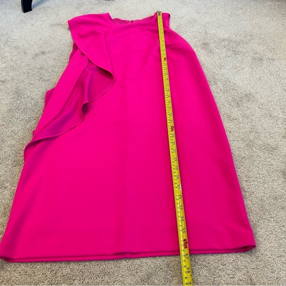JOSEPH Ribkoff hot neon pink vertical side ruffle dress Sz 8 NWOT - Picture 9 of 12